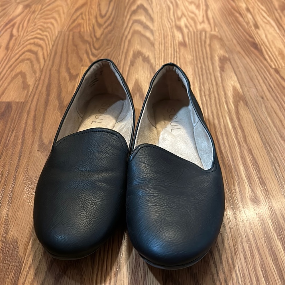 Black Leather Flats
